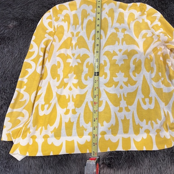 J.Crew Medium mustard and white 3/4 sleeve cardigan. - Picture 6 of 7